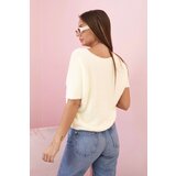 Kesi Włoski Women's sweater made of soft fleece with a V-neck and short sleeves yellow | shoptok.hr