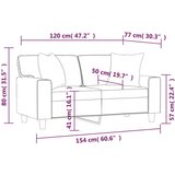 vidaXL kavč dvosed z okrasnimi blazinami krem 120 cm umetno usnje, (20925476) | Shoptok.si