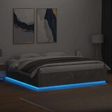 Okvir kreveta s LED svjetlima boja betona 200 x 200 cm drveni | shoptok.hr