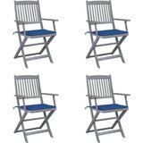 Maison Chic Zložljivi Vrtni Stoli - Stol za vrti 4 kosi z blazinami trden akacijev les JS2934, (21875929) | Shoptok.si