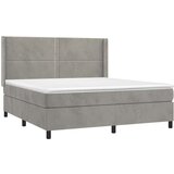  Krevet box spring s madracem LED svjetlosivi 160x200 cm baršun | shoptok.hr