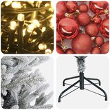  Umjetno božićno drvce s kuglicom 120 cm 150 LED lampica - Zelena i bijela 120 cm s LED-ima i crvenim lopticama | shoptok.hr