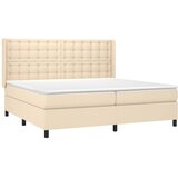  Krevet s oprugama i madracem krem 200 x 200 cm od tkanine | shoptok.hr