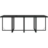  Vrtna garnitura - 9-dijelni vrtni blagovaonski set s jastucima crni od poliratana - Crna Dužina stola 219 cm 8x fotelja + stol 1 | shoptok.hr