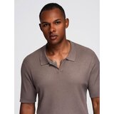 Ombre Men's buttonless polo shirt with open collar - ash | Shoptok.si