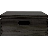  Drvena kutija poklopcem ručkama crna 40x30x13 cm puno drvo bor | shoptok.hr
