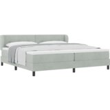 vidaXL Postelja s škatlasto vzmetjo z vzmetnico svetlo siva 200x200 cm žamet | Shoptok.si