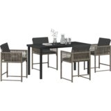 vidaXL 5-delni set vrtnega jedilnega pohištva z blazinami siva poly ratan | Shoptok.si