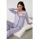 Trendyol Lilac Panda Printed Knitted Pajamas Set Cene