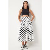 Happiness İstanbul Women's White Polka Dot Summer Poplin Skirt