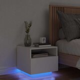  Noćni ormarić s LED svjetlima bijeli 40 x 39 x 37 cm | shoptok.hr