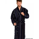 De Lafense Men's bathrobe 803 M-2XL navy blue - stripes 087