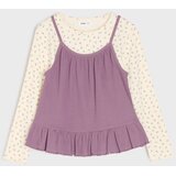 Sinsay Pamučna majica dugih rukava s cvjetnim uzorkom i ušivenim peplum topom | shoptok.hr