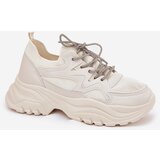 Boto Women's Platform Sneakers with Decorative Lacing Beige Evalianne | Shoptok.si