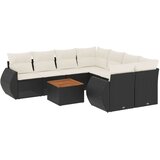 vidaXL 9-dijelni set vrtnih sofa s jastucima crni od poliratana | shoptok.hr