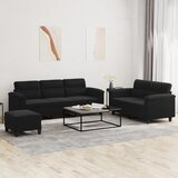  3-dijelni set sofa s jastucima crni od mikrovlakana | shoptok.hr