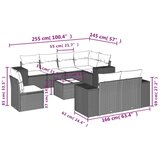 vidaXL Vrtna sedežna garnitura 9-delna z blazinami rjava poli ratan | Shoptok.si