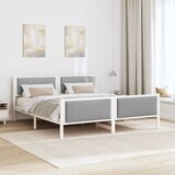 Krevetna konstrukcija Svijetlo siva 180 x 200 cm tkanina Bijela | Shoptok.si