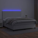 Krevet box spring s madracem LED bijeli 180x200 cm umjetna koža | Eponuda.com