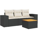  The Living Store Vrtna sedežna garnitura 4-delna z blazinami črna poli ratan - Vrtna Sedežna Garniture, (21460746) | Shoptok.si