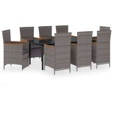  9-dijelni vrtni blagovaonski set s jastucima sivi | shoptok.hr