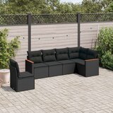  6-dijelni set vrtnih sofa s jastucima crni od poliratana Cijene