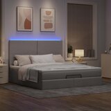 vidaXL Otomanski krevet s madracem i LED smeđesivi 160x200cm tkanine Cijene