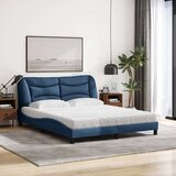  Postelja z vzmetnico modra 160x200 cm blago | Shoptok.si