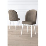Hanah home set trpezarijskih stolica Bika 6 kom, kapućino tkanina Babyface, bele drvene noge | Eponuda.com