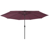  Vrtni suncobran s LED svjetlima i metalnom šipkom 400 cm bordo | shoptok.hr