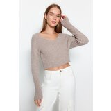 Trendyol Mink Crop Basic V-Neck Knitwear Sweater Cijene