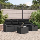 vidaXL 6-delni vrtni kavč set z blazinami črn poli ratan | Shoptok.si