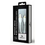 Gembird CC-USB2S-AM8PM-1.5M-W Premium silicon 8-pin cable charging and data cable, 1.5 m, white | Eponuda.com