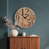 Ambia Home STENSKA URA črna, barva kostanjevega hrasta 57 cm | Shoptok.si