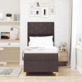  LED Box Spring Postelja Temno rjava 80 x 200 cm blago, (5000126314) | Shoptok.si