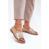 Zazoo Leather Elegant Ballet Flats With Open Toes Beige 1865 | Shoptok.si