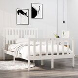 Maison Chic Posteljni okvir - Dvoposteljna postelja - Zakonska postelja bel iz trdnega lesa 120x190 cm-J10059, (21766435) | Shoptok.si