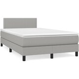 vidaXL Box spring postelja z vzmetnico LED sv. siva 120x190 cm blago Cene