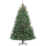 vidaXL Umetno Zložljivo Božično Drevo Zelena 210 cm PVC in kovina | Shoptok.si