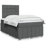vidaXL Box spring postelja z vzmetnico temno siva 120x200 cm blago | Shoptok.si