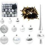 vidaXL Set božičnih okraskov med 300 LED 120 pcs srebrna Plastika | Shoptok.si