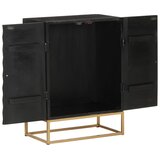  Komoda crna 55 x 34 x 75 cm od masivnog drva manga i željeza | shoptok.hr