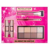 Revolution All About The Contour Gift Set Set konturing paletka Ultra Contour Palette 16 g + korektor Fast Base Contour Stick 1 kos Medium + korektor Fast Base Contour Stick 1 kos Dark + čopič Create Defining Contour Brush R10 1 kos + čopič Create Flat Blending Contour Brush R22 1 kos | Shoptok.si