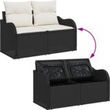 vidaXL 7-delni set vrtnih sofa z blazinami Črn poli ratan | Shoptok.si
