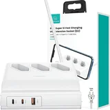 Usams POWER STRIP 65W USB PODALJŠEK POLNILNA VTIČNICA BELA, (21980332)