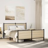 Maison Chic Kovinski Posteljni okvir - Dvoposteljna postelja - Zakonska postelja brez vzmetnice sonoma hrast 137x190cm, (21692891) | Shoptok.si