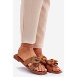 Boto Flat Women's Sliders With Bow Camel Tobin | Shoptok.si