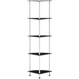 vidaXL Police s 5 razina crne 30 x 30 x 130 cm od kaljenog stakla Cijene