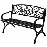  Vrtna klupa za terasu, metalna, s 2 sjedala, ukrašena, crna, 127 cm | shoptok.hr