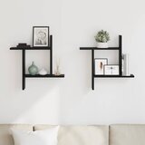  Zidne police 2 kom crne 50 x 12 x 50 cm od konstruiranog drva | shoptok.hr